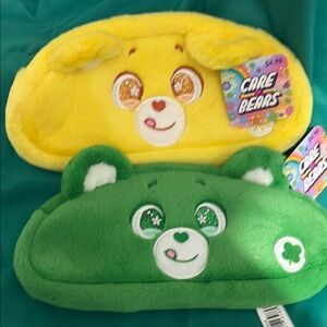 Care Bears Yellow and Green Plush Pencil Pouches
